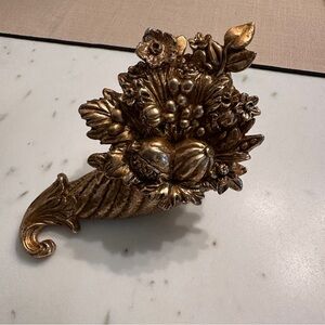 Gold Resin Cornucopia Fall Thanksgiving Home Decor